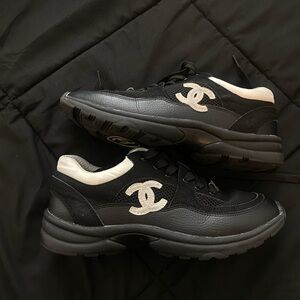 CHANEL Black and White Athletic Shoes